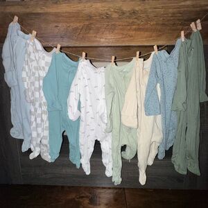 10 Cloud Island Kids Footie Pajamas in Blue, Green, and White